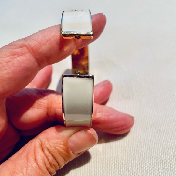 Hello Sunshine White & Gold Enamel Bangle Bracelet - Picture 7 of 8